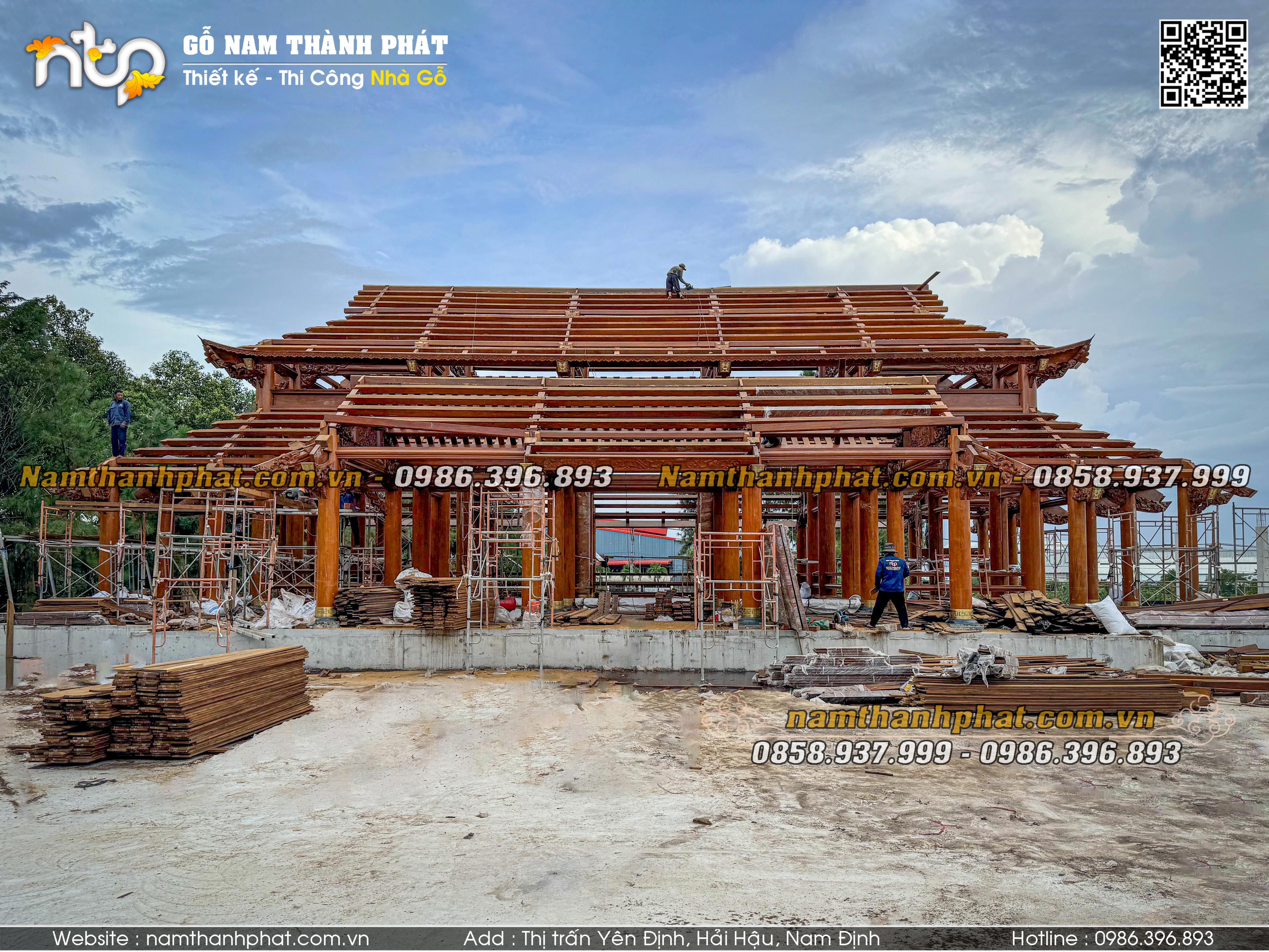 Thượng lương nhà 5 gian thông hiên